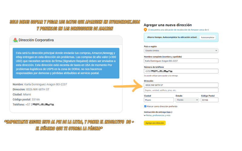 direccion de casillero virtual en amazon