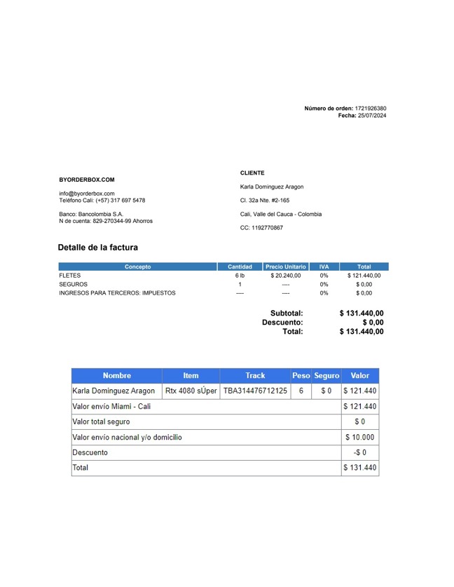 Facturas combinadas en un pdf