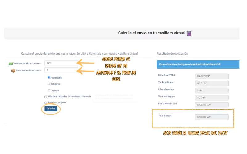 como calcular el costo de mi envio