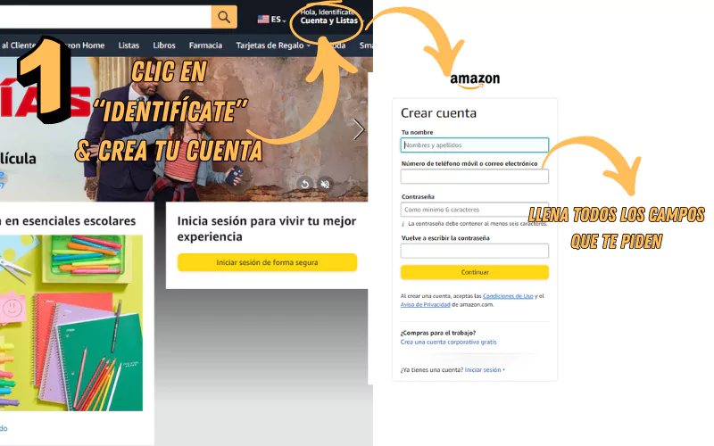 como crear una cuenta de amazon